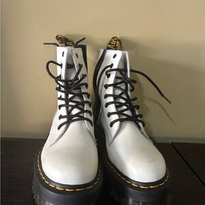 Dr. Martens White Combat Boots with Black Laces